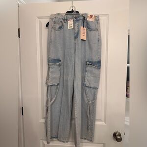 YMI Light Blue Straight Leg Cargo Jeans